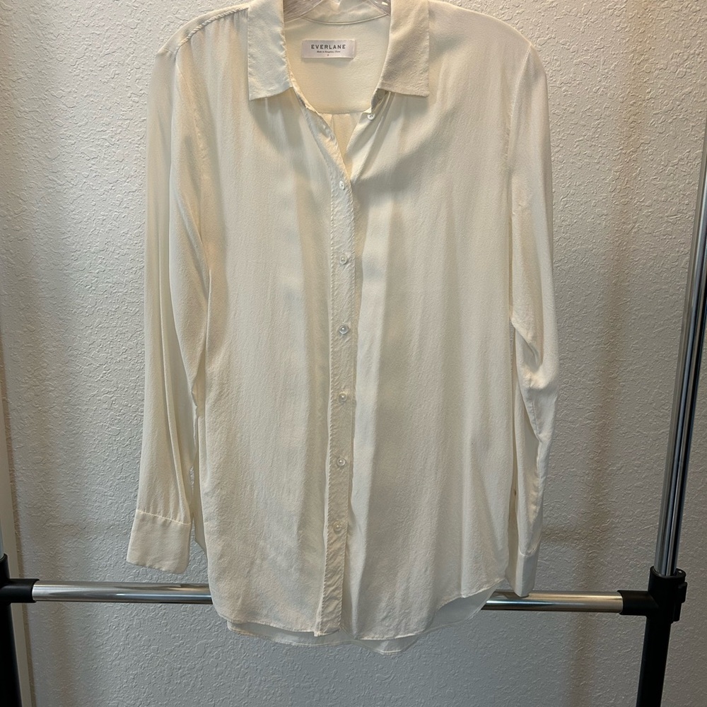 Everlane Cream 100% Silk Top